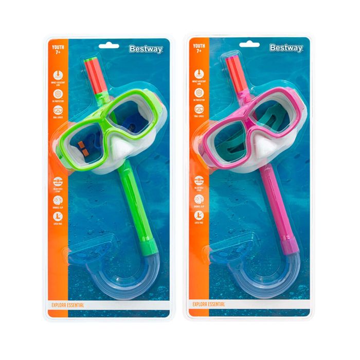 Gafas de Buceo con Tubo Infantiles Bestway Verde Rosa Multicolor 3