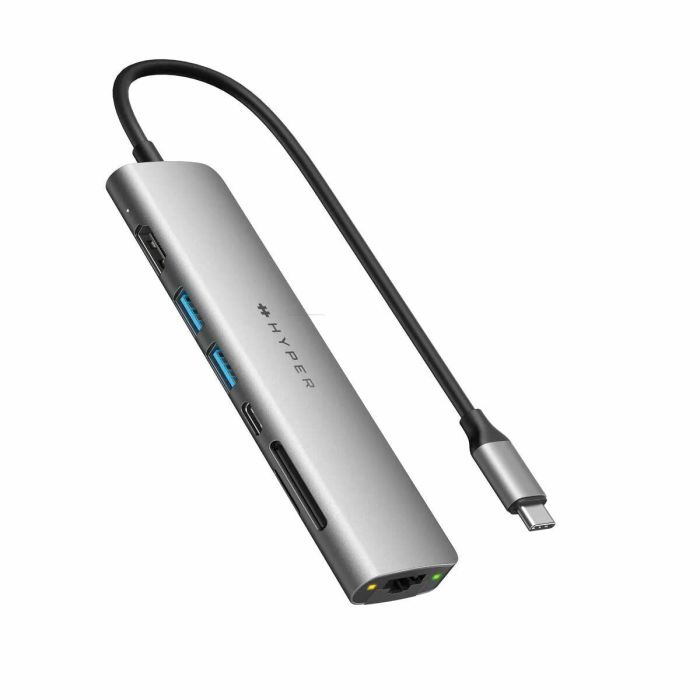 Hub USB Targus Hj653e Plateado 7 en 1 Gris 90 W