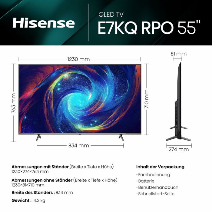 Smart TV Hisense 55E7K PRO 55" 4K Ultra HD QLED 3