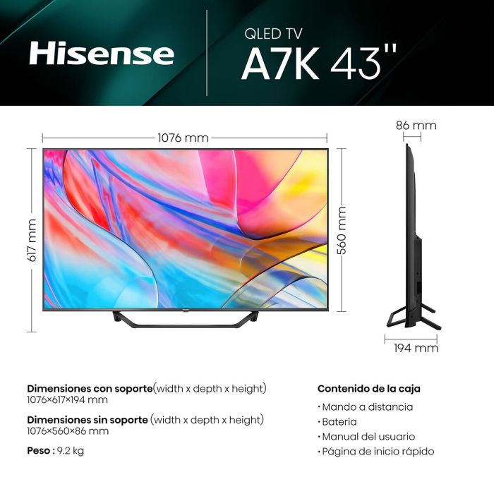 Smart TV Hisense 43A7KQ 43" 4K Ultra HD QLED 4