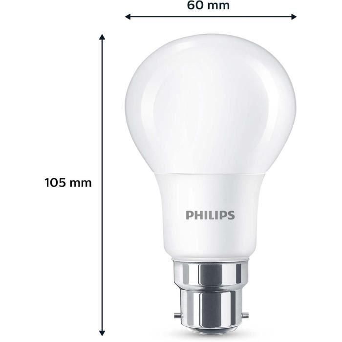 Bombilla LED - PHILIPS - 60 W - B22 - Blanco cálido - Mate - No regulable - 3 piezas 1 Bombilla LED - PHILIPS - 60 W - B22 - Blanco cálido - Mate - No regulable - 3 piezas 1