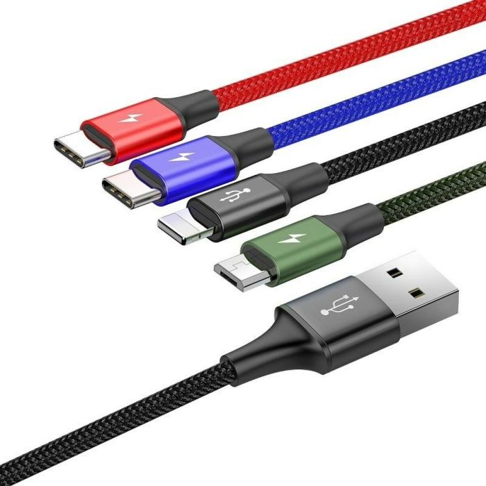 Cable USB a Micro USB, USB-C y Lightning Baseus CA1T4-B01 Negro 1,2 m 2