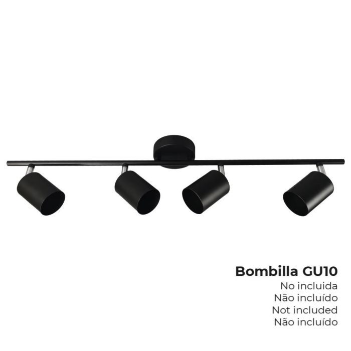 Regleta 4 elementos gu10 negro Regleta 4 elementos gu10 negro