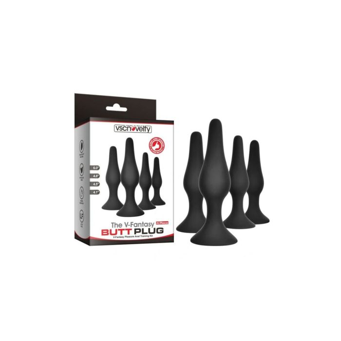 Plug Anal VSCNOVELTY Negro Silicona Set 4 Piezas 1