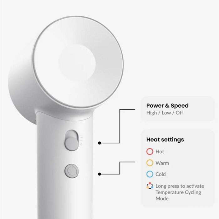 Secador de pelo - LAIFEN - 1HD12-G-EU-WH-004 SE-SPECIAL - Polipropileno - 2 accesorios - Blanco