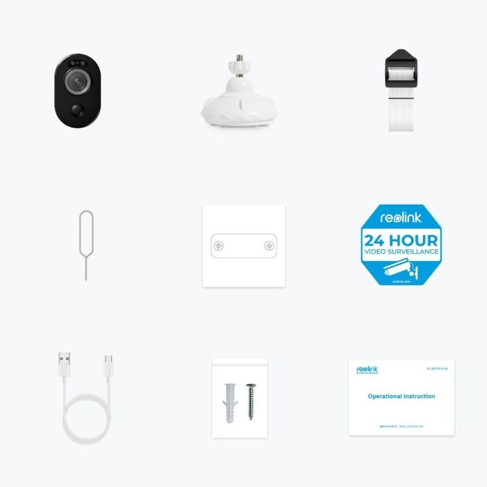 Reolink Argus Series B330 Cámara de Seguridad IP Inalámbrica con Visión Nocturna 20m, WiFi, Sensor PIR, 5 MP, IP65, Blanco, 6000 mAh