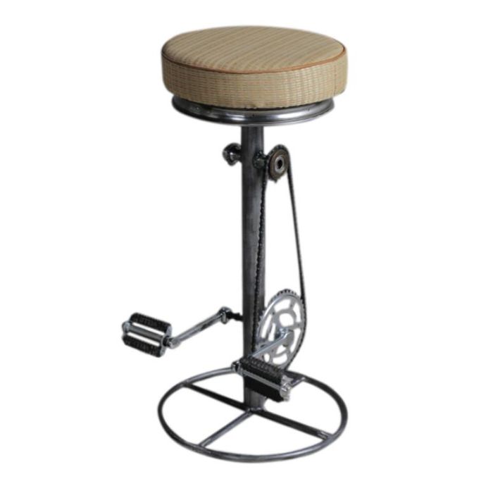 DKD Home Decor Taburete de Bar Balines de Metal y Ratán Marrón Claro y Plateado, Altura de Asiento 82 cm
