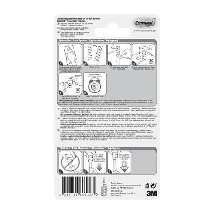 3M Sujetacables Command para cables redondos, blister de 4 clips y 5 tiras 3 3M Sujetacables Command para cables redondos, blister de 4 clips y 5 tiras 3