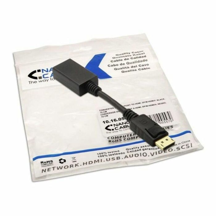 Adaptador DisplayPort a HDMI NANOCABLE 10.16.0502 15 cm Negro 1 Adaptador DisplayPort a HDMI NANOCABLE 10.16.0502 15 cm Negro 1