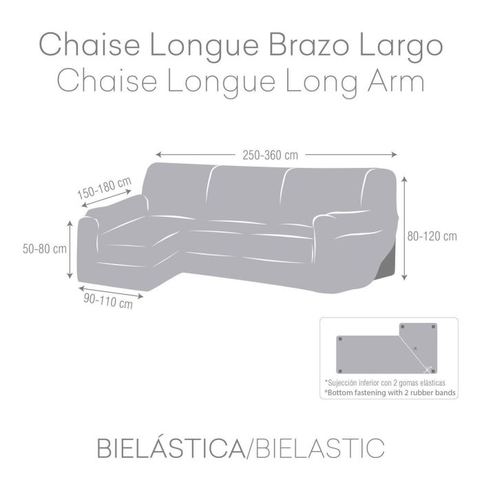 Funda para chaise longue de brazo largo izquierdo Eysa JAZ Burdeos 180 x 120 x 360 cm 4