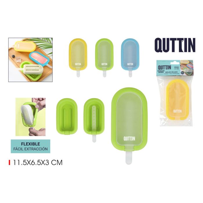 Quttin Molde Helado Individual Silicona 6,5 x 3 x 14 cm (36 Unidades)