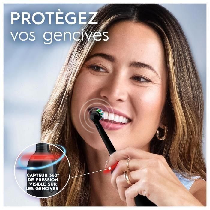 Cepillo de dientes eléctrico Oral-B Pro 3 3900 - Juego de 2 - 2 mangos negros - 3 cabezales - Diseñado por Braun 3