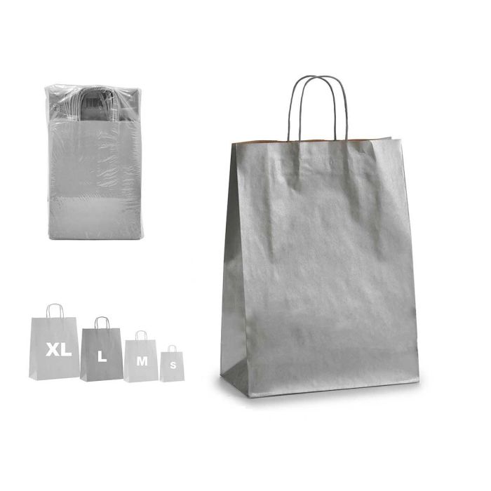 Bolsa de Papel Kraft Plata Mediana 32x52 cm - Pincello (100 Unidades) Bolsa de Papel Kraft Plata Mediana 32x52 cm - Pincello (100 Unidades)