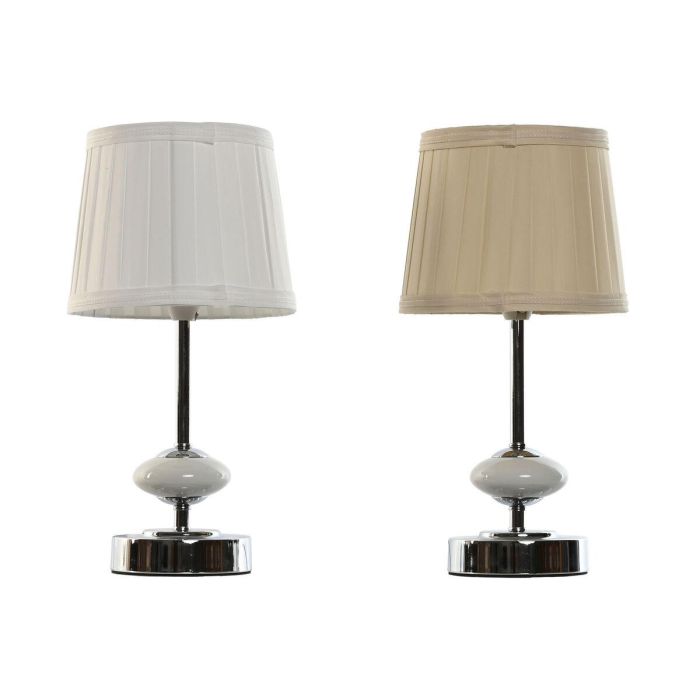 DKD Home Decor Lámpara de Sobremesa Tradicional Blanco Beige Set de 2, Metal Porcelana con Pantalla de Tela, 35cm Alto, Tipo Bombilla E14 0 DKD Home Decor Lámpara de Sobremesa Tradicional Blanco Beige Set de 2, Metal Porcelana con Pantalla de Tela, 35cm Alto, Tipo Bombilla E14 0
