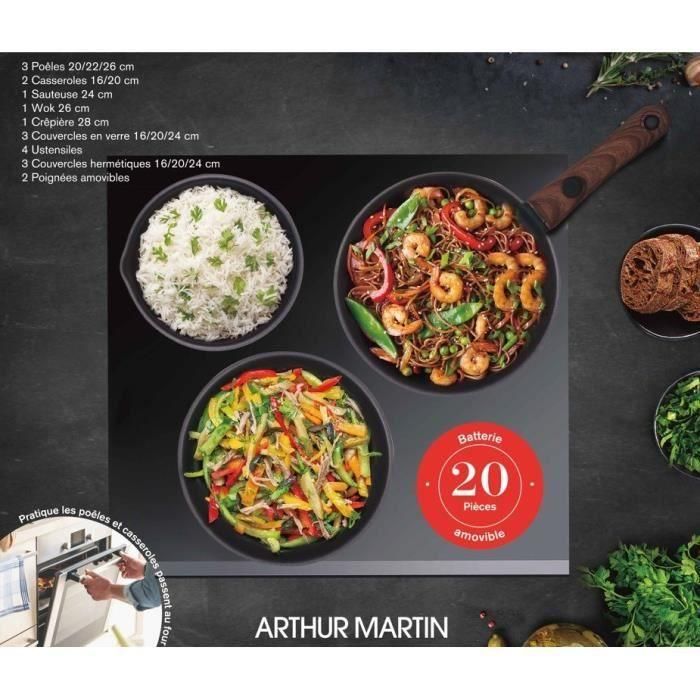 Batería de cocina - Todas las fuentes de calor, incluida la inducción - Arthur Martin - AM0530 - Aluminio - Antiadherente - 20 piezas - Mango extraíble 2 Batería de cocina - Todas las fuentes de calor, incluida la inducción - Arthur Martin - AM0530 - Aluminio - Antiadherente - 20 piezas - Mango extraíble 2