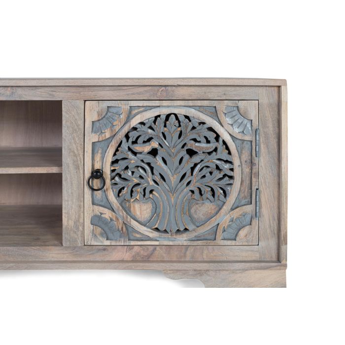 GINER Y COLOMER Mueble TV con 2 Puertas y 2 Huecos en Madera de Mango, Acabado Natural y Azul 4