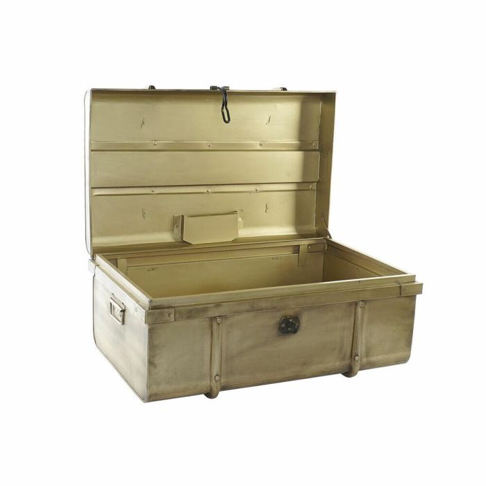 DKD Home Decor Baúl Vintage de Metal Dorado Hecho a Mano. Set de 2 Cofres de Almacenamiento y Decoración (68x42x31 cm) 2 DKD Home Decor Baúl Vintage de Metal Dorado Hecho a Mano. Set de 2 Cofres de Almacenamiento y Decoración (68x42x31 cm) 2