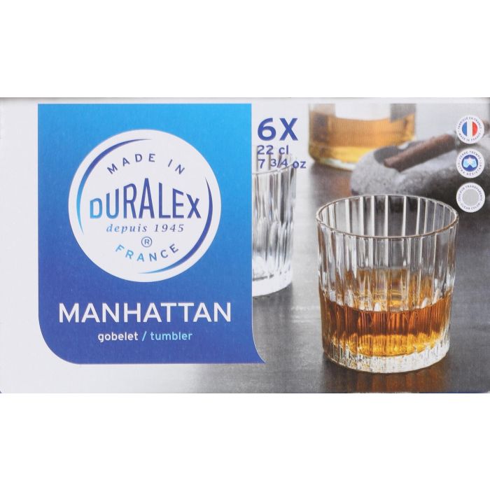 Duralex Set de 6 Vasos Transparentes 22 cl Colección Manhattan (12 Cajas) 2