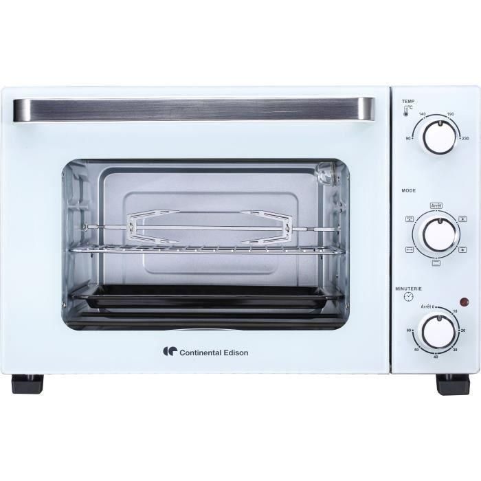 CONTINENTAL EDISON CEMF35W - Mini horno eléctrico 35L blanco - 1500W - Asador, Circulación natural