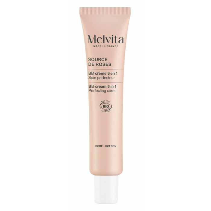 Melvita Source de Roses BB Cream Tratamiento 6 en 1 con Ácido Hialurónico #Dore 40 ml - Para Piel Normal a Seca y Deshidratada