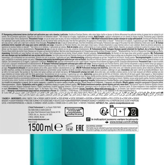 L'Oreal Champú Anticaspa Scalp Advanced para Cuero Cabelludo con Caspa 1500ml 1 L'Oreal Champú Anticaspa Scalp Advanced para Cuero Cabelludo con Caspa 1500ml 1