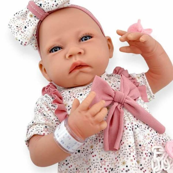 Berjuan 18215-24 Muñeca Bebé Reborn de 50 cm, con Lazo Blanco en la Cabeza, sin Mecanismo, Ideal para Niños +3 Años 1