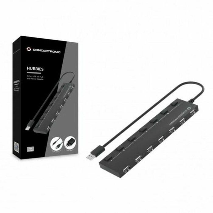 Conceptronic Hub USB 2.0 Hubbies08 7 Puertos, Negro - Expansión para PC/Portátil, Plug and Play, Incluye Adaptador 8 Conceptronic Hub USB 2.0 Hubbies08 7 Puertos, Negro - Expansión para PC/Portátil, Plug and Play, Incluye Adaptador 8
