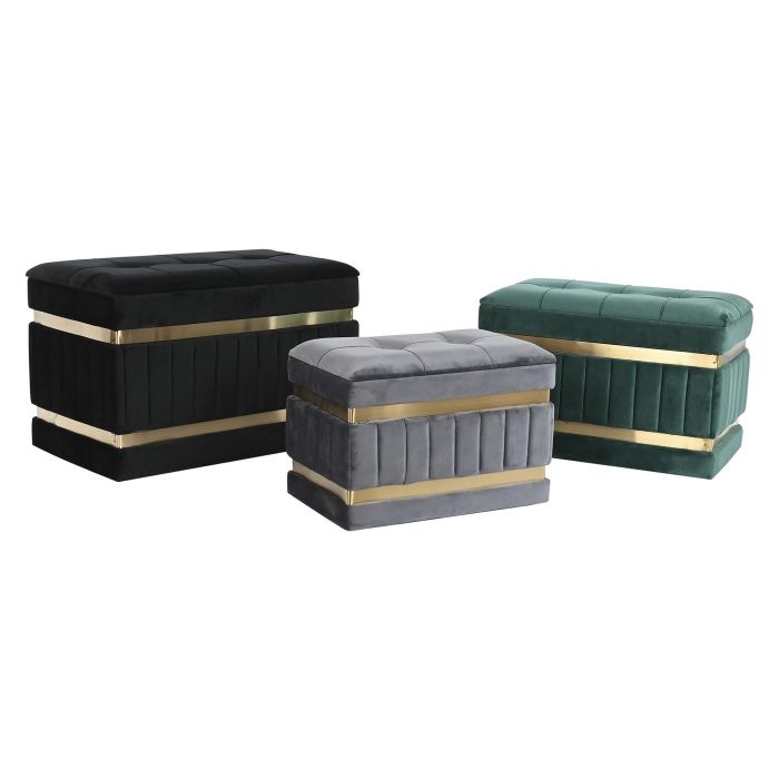 Descalzadora DKD Home Decor Negro Verde 40 x 43 x 70 cm Set de 3 4