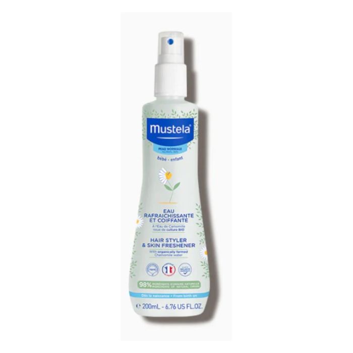 Mustela Agua para Peinar Refrescante Bebé-Niño con Camomila, 98% Ingredientes Naturales, Sin Alcohol y Brillo 200 ml Spray