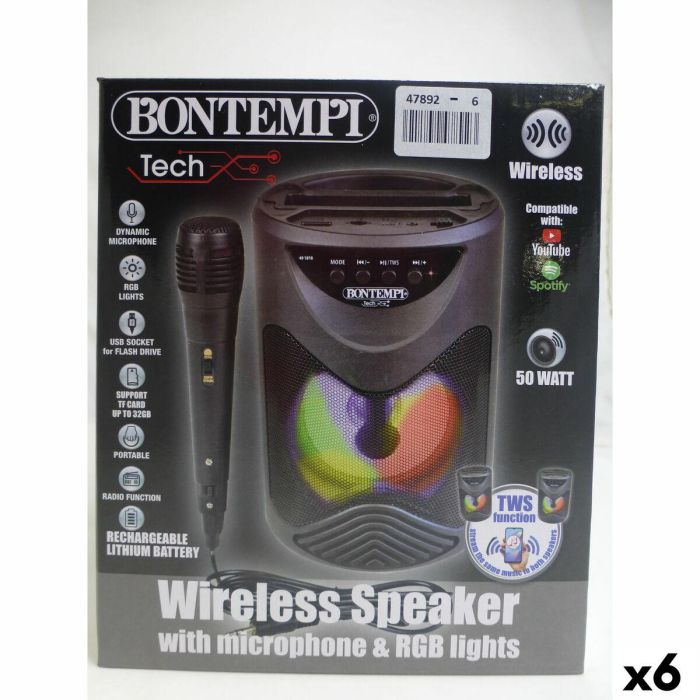 Altavoz con Micrófono Karaoke Bontempi 6 Unidades 9 Altavoz con Micrófono Karaoke Bontempi 6 Unidades 9