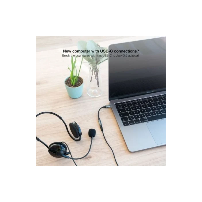 Nano Cable 10.24.1204 Adaptador de Audio USB Tipo-C Macho a Jack 3.5 Hembra Negro/Gris Nylon Aluminio 11cm