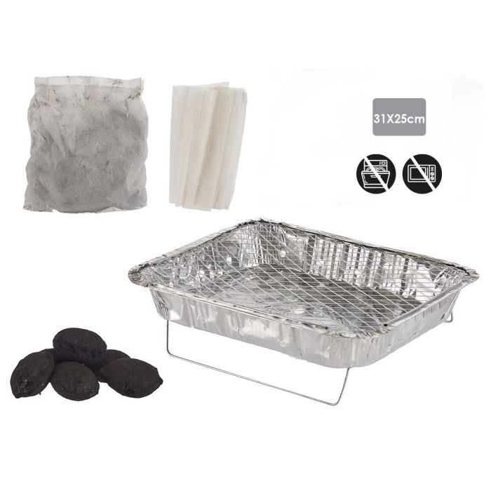 Barbacoa desechable La Dehesa 31 cm - Acero inoxidable, aluminio, carbón (12 Unidades) 3 Barbacoa desechable La Dehesa 31 cm - Acero inoxidable, aluminio, carbón (12 Unidades) 3