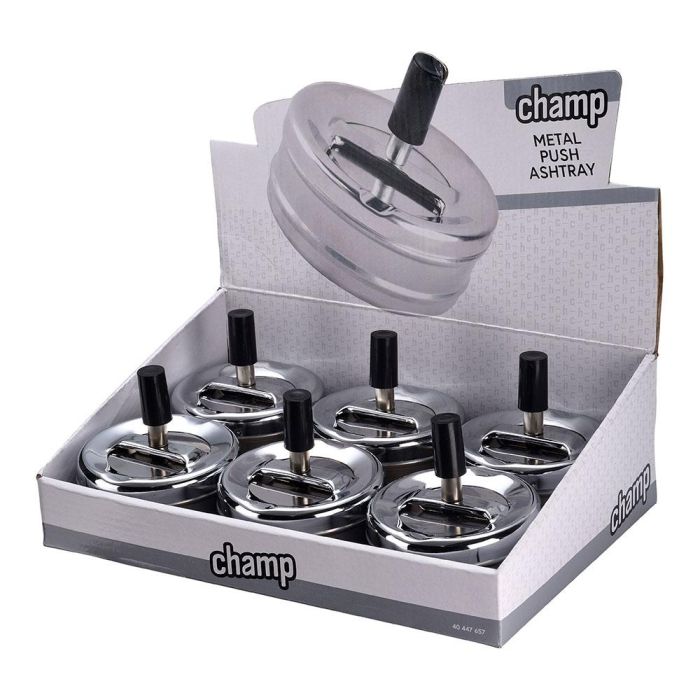 Champ Cenicero de Metal con Tapa Giratoria, Ø 9,5 x 9,5 cm 1