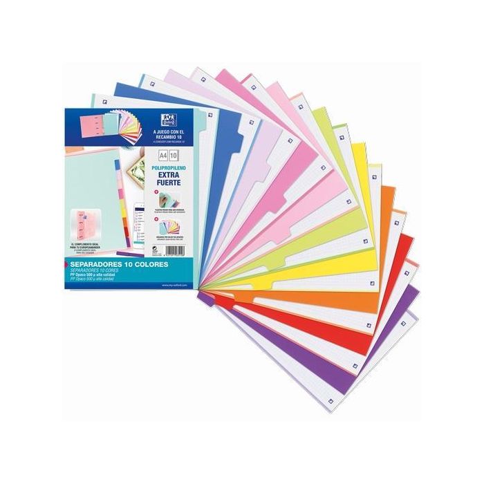 Oxford Separadores 10 Posiciones A4 Pp 500 Micras Colores Oxford Separadores 10 Posiciones A4 Pp 500 Micras Colores