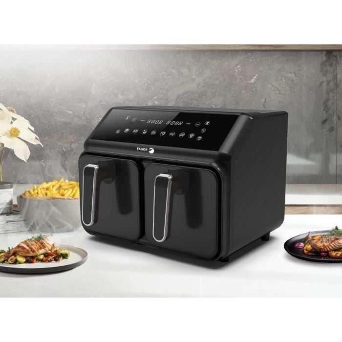 Airfryer 8L - FAGOR - Freidora sin aceite 2 depósitos de 4L - 2200W - 8 programas - Negra 3 Airfryer 8L - FAGOR - Freidora sin aceite 2 depósitos de 4L - 2200W - 8 programas - Negra 3