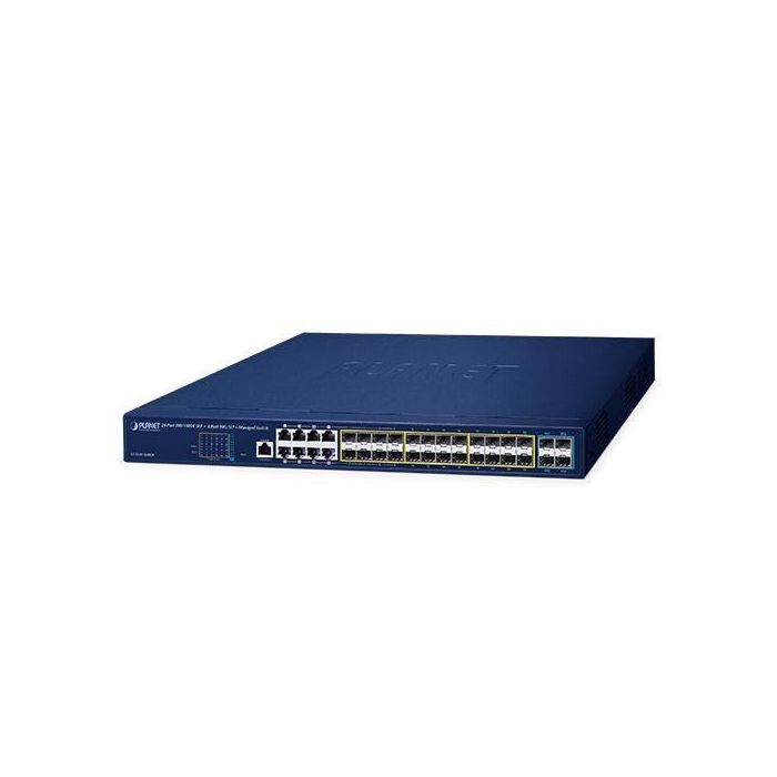Planet GS-5220-16S8CR Switch Gigabit gestionable L2+ con routing estático L3, 24 SFP 100/1000X + 8 TP compartidos, Uplink 10Gbps