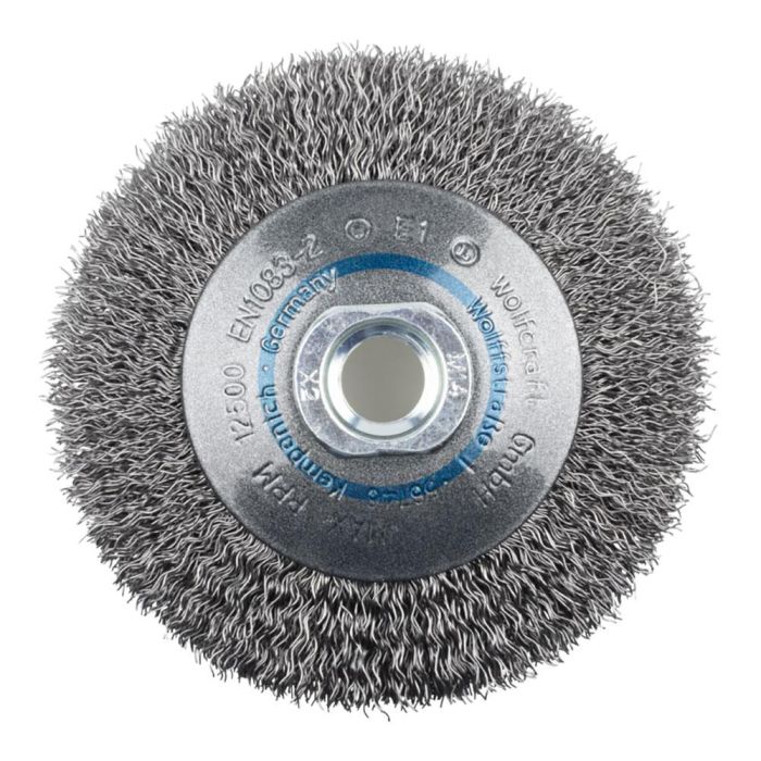 Cepillo cónico de alambre de acero, rosca m14, ø100 x 15 mm 1 Cepillo cónico de alambre de acero, rosca m14, ø100 x 15 mm 1
