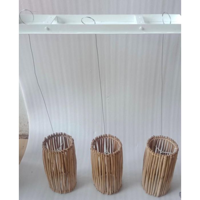 Lampara Techo Tropical DKD Home Decor Blanco Natural 20 x 40 x 20 cm