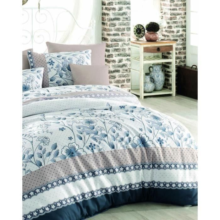 Aucune ASI8681875081015 Juego de cama 100% algodón reforzado - Funda nórdica 220x240 cm + 2 fundas almohada 60x60 cm - Azul 1
