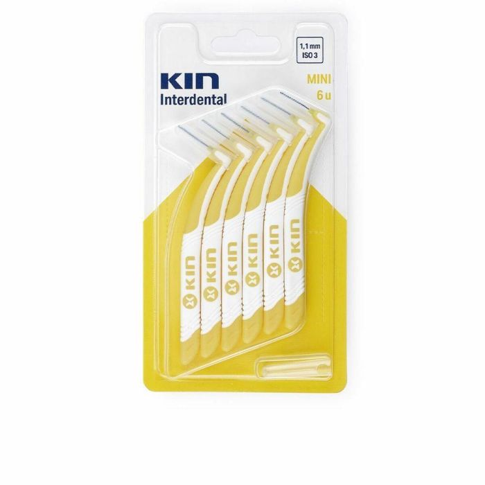 KIN Cepillos Interdentales Mini 1,1 mm, con Filamentos Tynex® y Mango Angular, para Limpieza Profunda de Placa, 6 unidades KIN Cepillos Interdentales Mini 1,1 mm, con Filamentos Tynex® y Mango Angular, para Limpieza Profunda de Placa, 6 unidades
