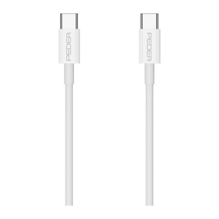 PEDEA Cable USB-C a USB-C 1m 60W Carga Rápida y Datos USB 2.0, Blanco, Ref. 60040120 PEDEA Cable USB-C a USB-C 1m 60W Carga Rápida y Datos USB 2.0, Blanco, Ref. 60040120