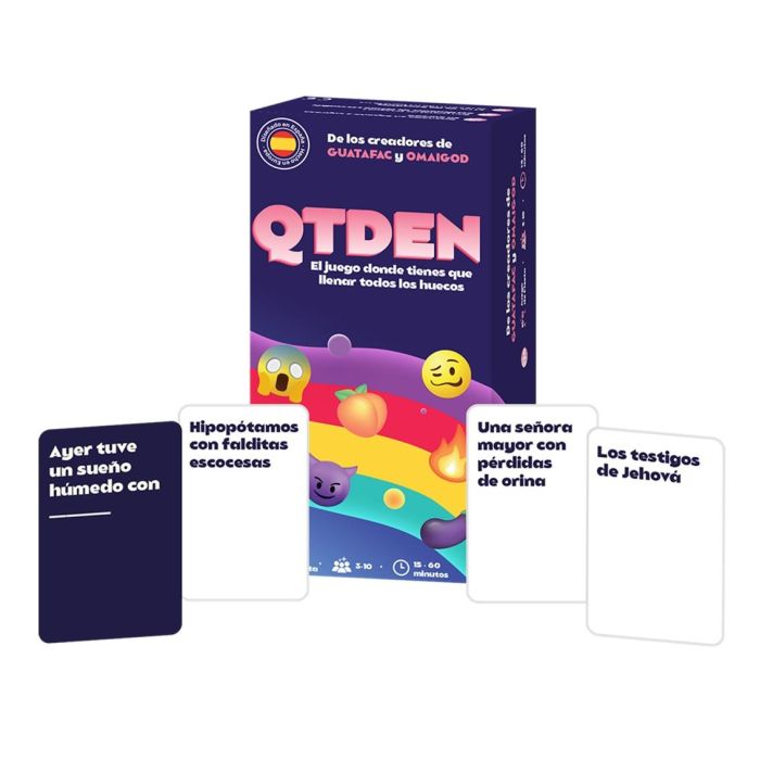 La Caja QTDEN Juego de Mesa Adulto en Español LCQT01ES - Juego de Cartas para 3 a 12 Jugadores, Duración 15-60 Minutos, Edad 16+