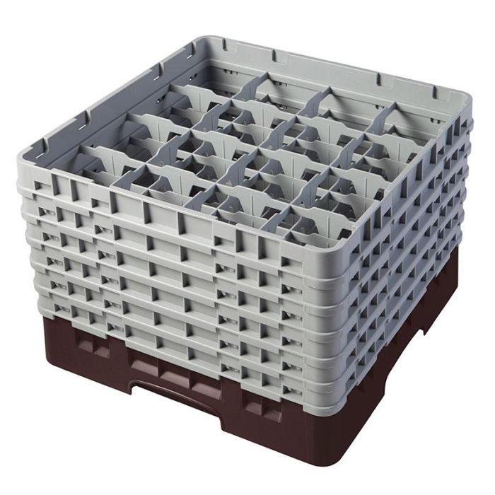 CAMBRO - 16S1114-167 - Cesta de lavado 16 comp. 6 alturas - 10,9 cm Ø máx. - alt. máx. 29,9 cm - 50 x 50 x 34,9 cm - Castaño