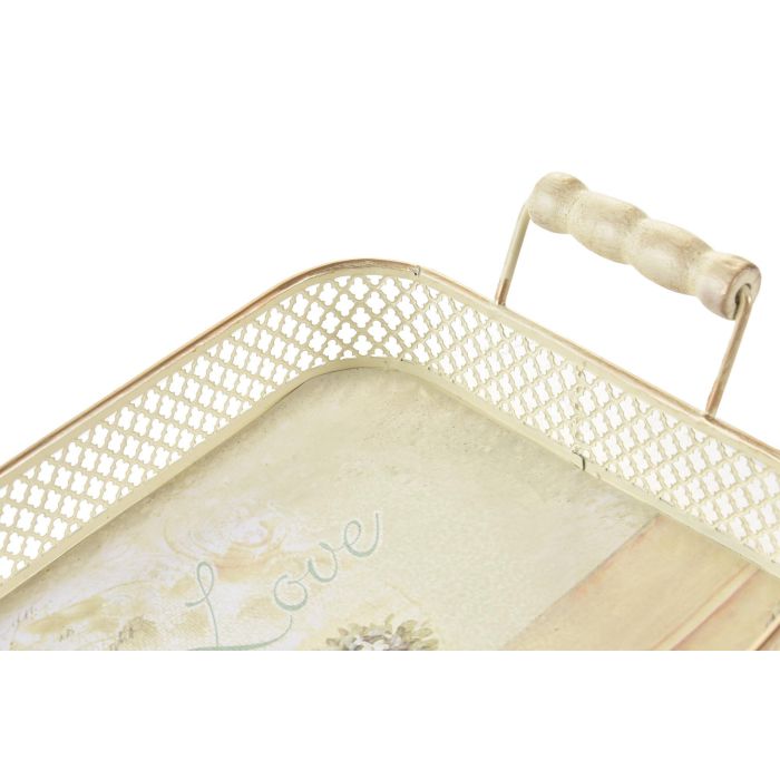 Bandeja Shabby DKD Home Decor Rosa 21 x 8 x 40 cm Set de 3 1