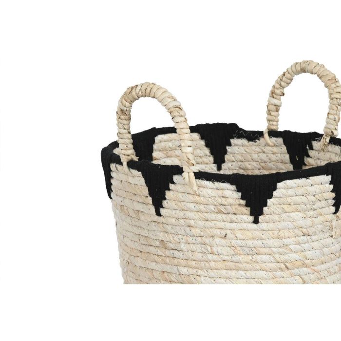 Cesta Boho DKD Home Decor Natural Negro 37 x 43 x 37 cm Set de 3 2