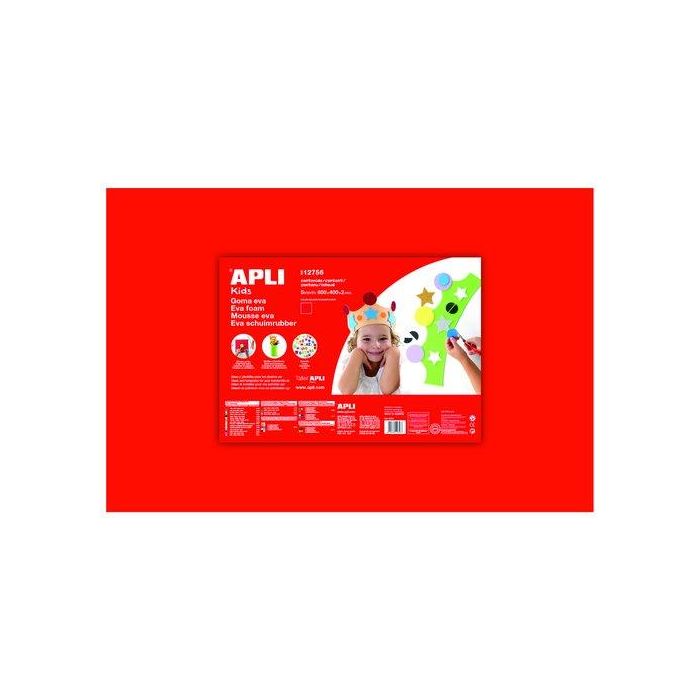 Apli Goma Eva 40x60 cm 2 mm Rojo Pack 5 Unidades