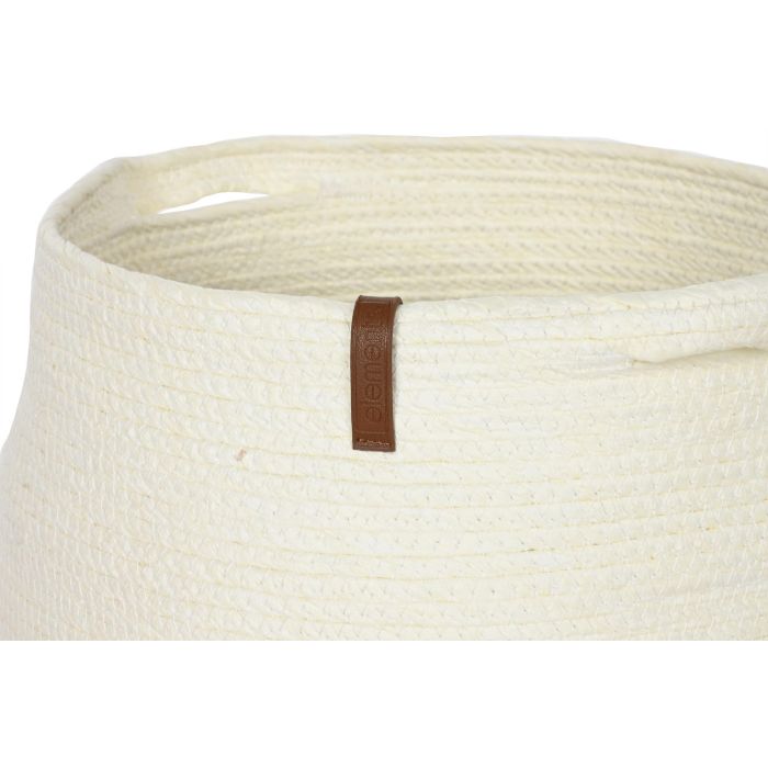 DKD Home Decor Set de 3 (2 Unidades) Cesta Crema Natural Fibra y Pu 34 x 34 x 34 cm 1