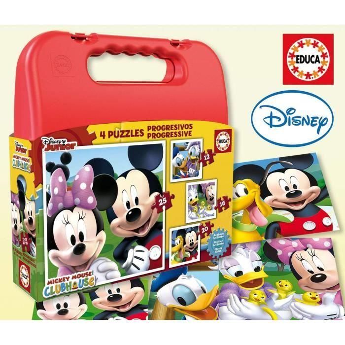 Maleta Puzzles Progresivos Mickey Mouse 12-16-20-25 16505 1