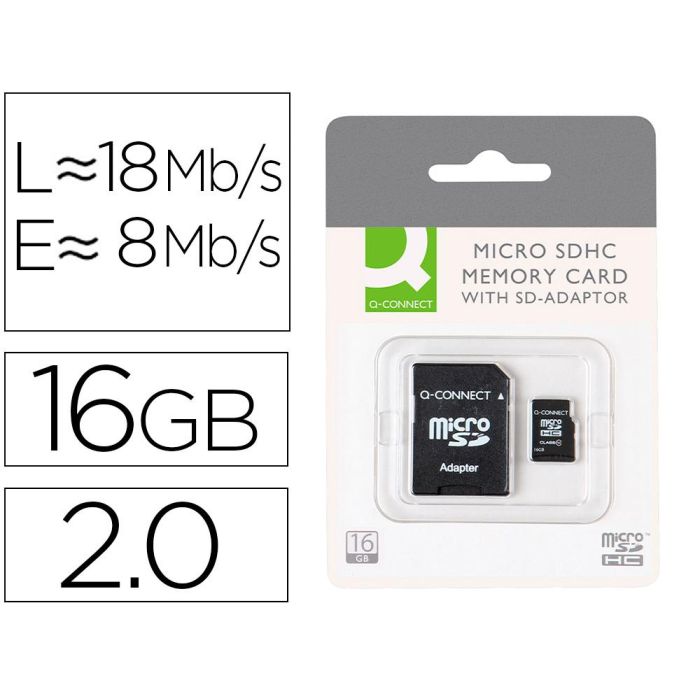 Memoria Sd Micro Q-Connect Flash 16 grb Clase 6 Con Adaptador