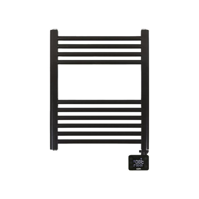 Edm Radiador Toallero Eléctrico 400W Negro con Temporizador 24h, Panel Táctil LED, 2 Modos Calefacción, 50x70cm